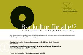 Veranstaltungsreihe zum Thema «Baukultur, Landschaft und Raumordnung»