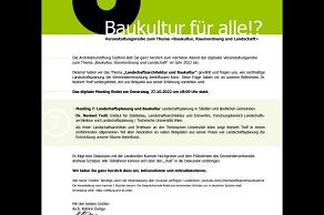 Veranstaltungsreihe online zum Thema «Baukultur, Raumordnung und Landschaft» Baukultur für alle!?
