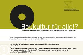 Veranstaltungsreihe zum Thema «Baukultur, Raumordnung und Landschaft»