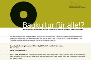 Veranstaltungsreihe zum Thema «Baukultur, Landschaft und Raumordnung»