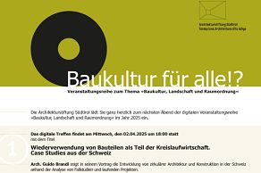 Veranstaltungsreihe zum Thema «Baukultur, Landschaft und Raumordnung»